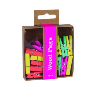 Chinchetas y pinzas fluor collection Pinzas 15 unidades