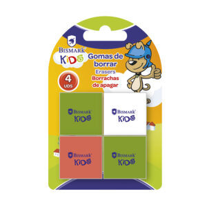 Pack de 4 gomas borrar cuadradas BISMARCK Kids 2,8x2,8 cm Bismark