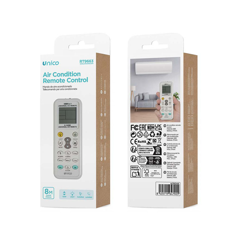 Mando aire acondicionado universal UNICO Blanco