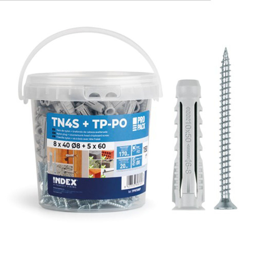 Tacos con tirafondo TN4A+TP-PO EP INDEX ø8x40 mm. 150 uds
