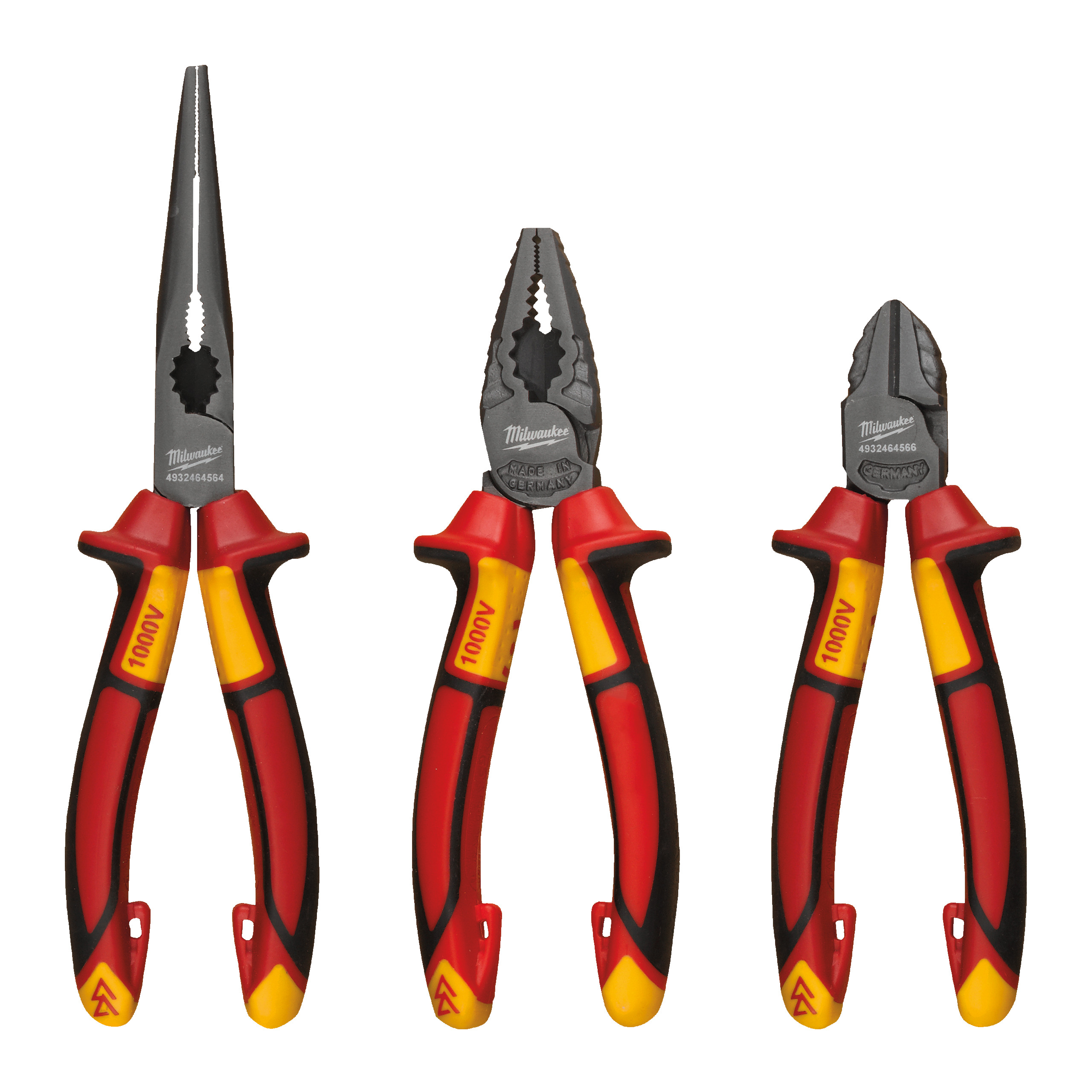 Juego de 3 alicates VDE: Alicate de corte diagonal VDE 160mm, Alicate de boca larga redonda...