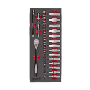 Espuma de carraca y vasos de ⅜″ 3/8" Ratchet and Socket Set Foam Insert Milwaukee