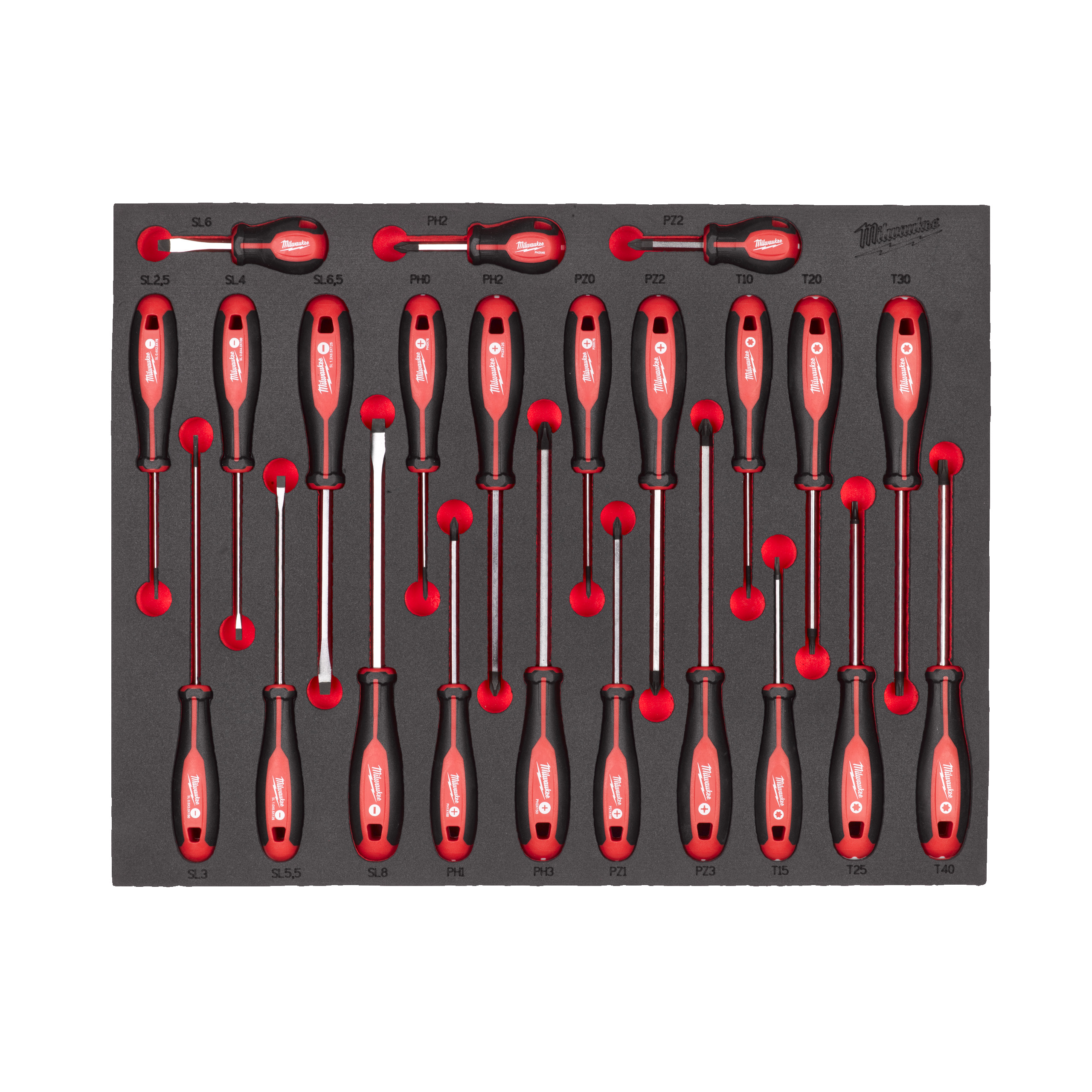 3/3 espuma con 23 destornilladores Trilobe Screwdriver Foam Insert Milwaukee