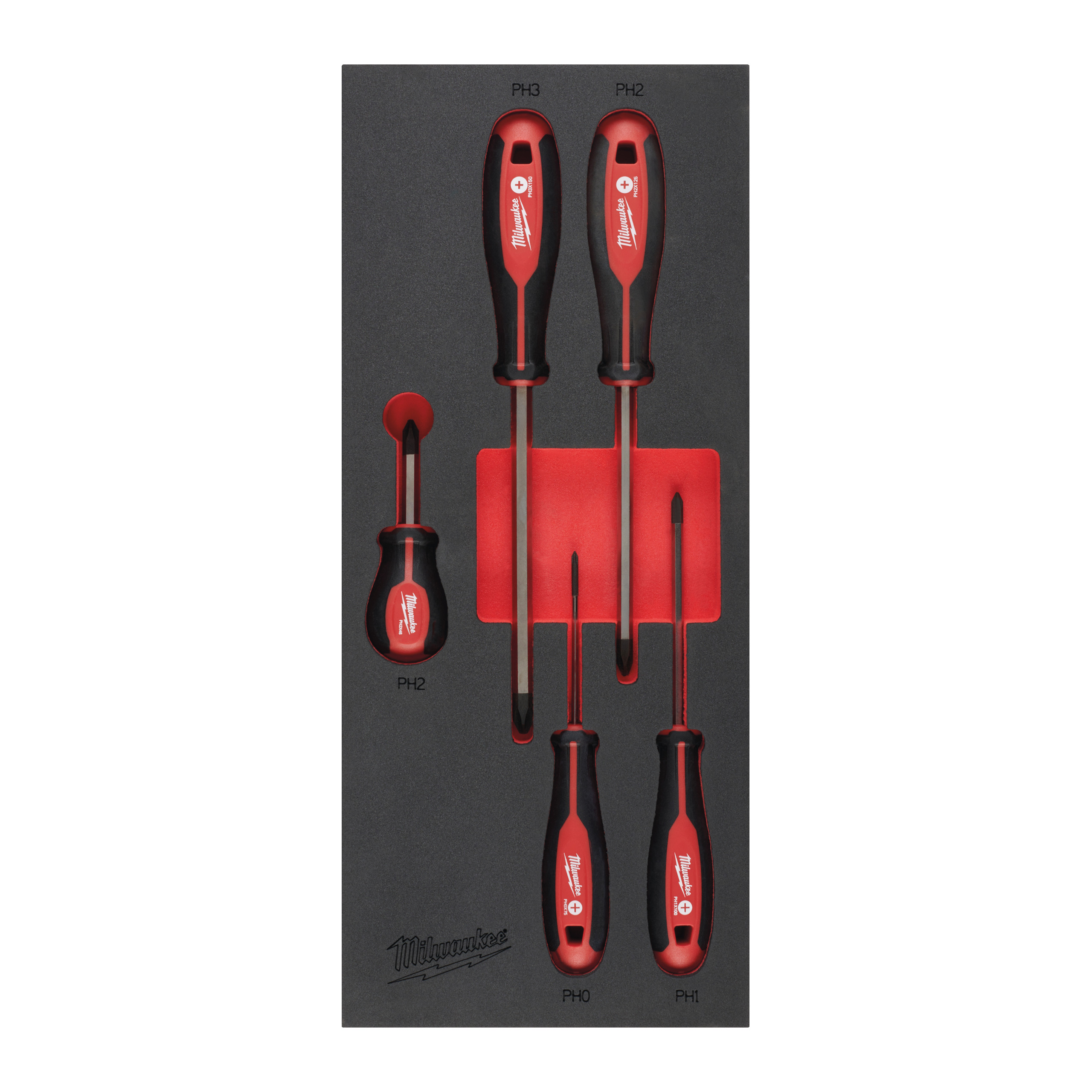 1/3 espuma con 5 destornilladores PH Screwdriver Foam Insert Set Milwaukee