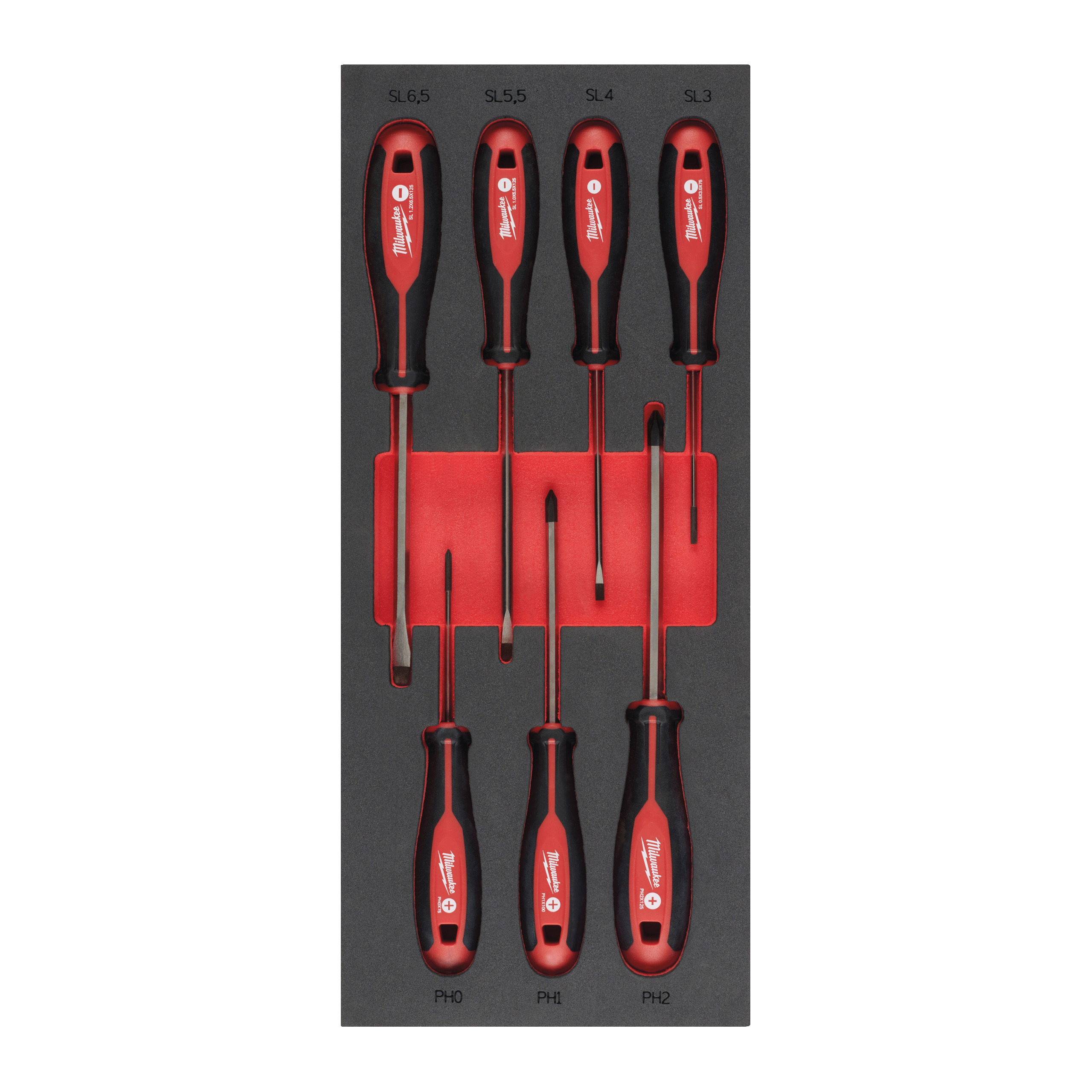 1/3 Espuma con 7 destornilladores PH y Planos Screwdriver Foam Insert Set Milwaukee