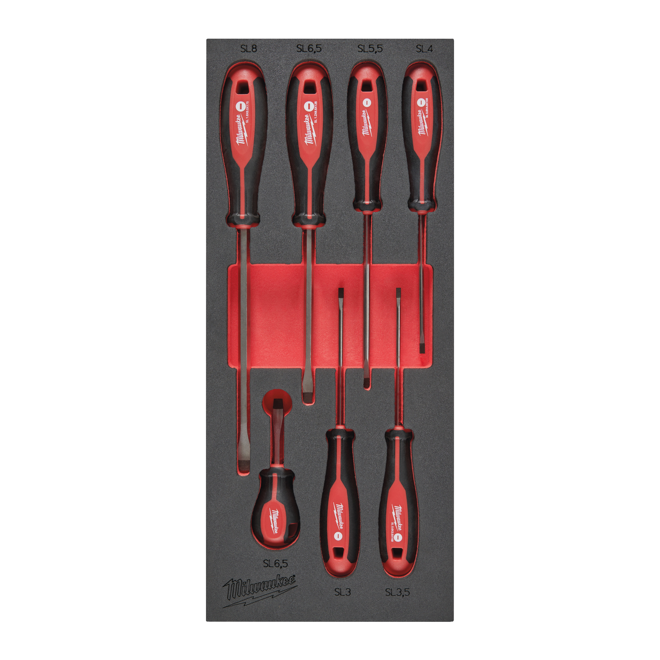 1/3 espuma con 7 destornilladores planos Screwdriver Foam Insert Set Milwaukee