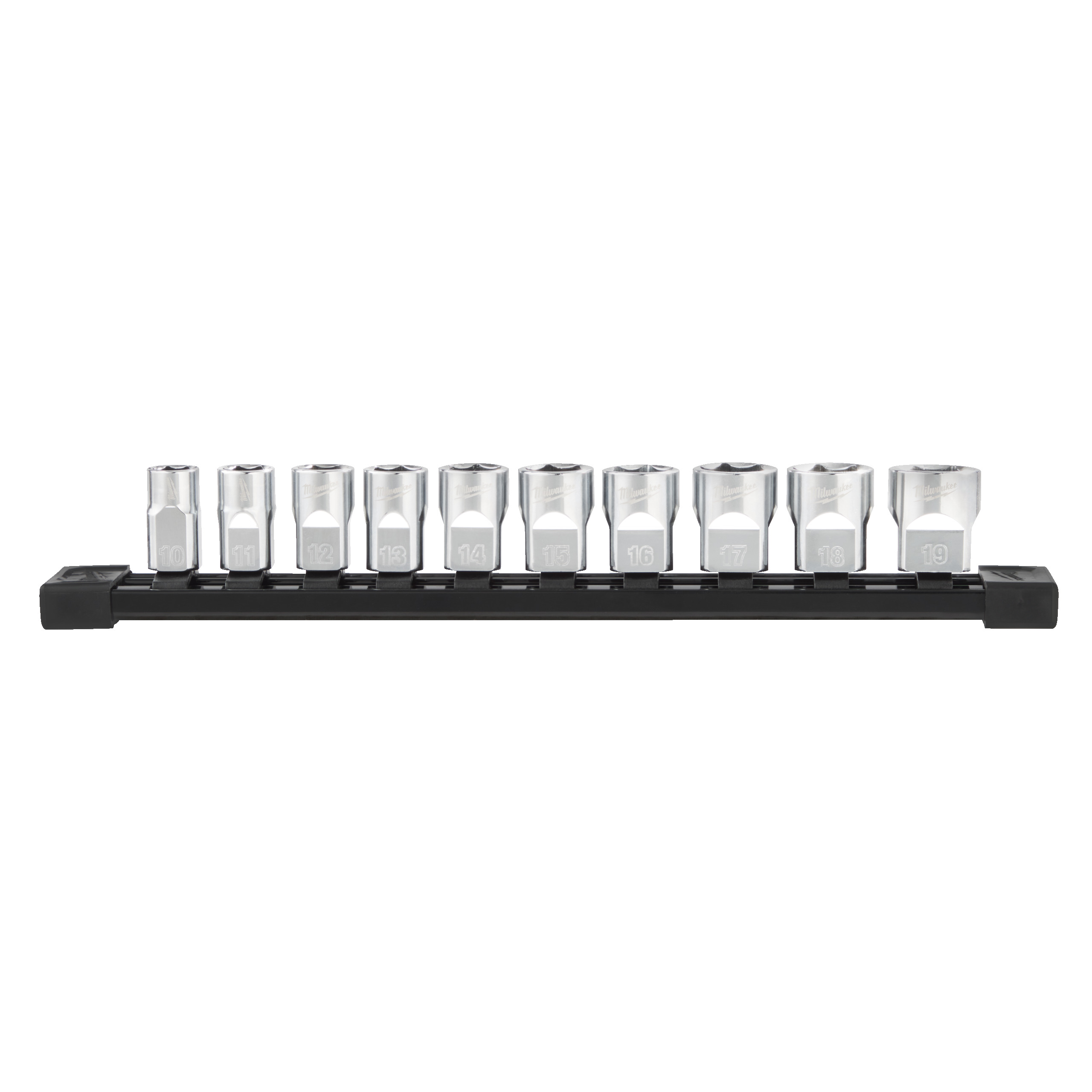 Juego de 10 vasos cortos de ⅜″ - métrica 3/8" Drive Chrome Socket Sets Milwaukee