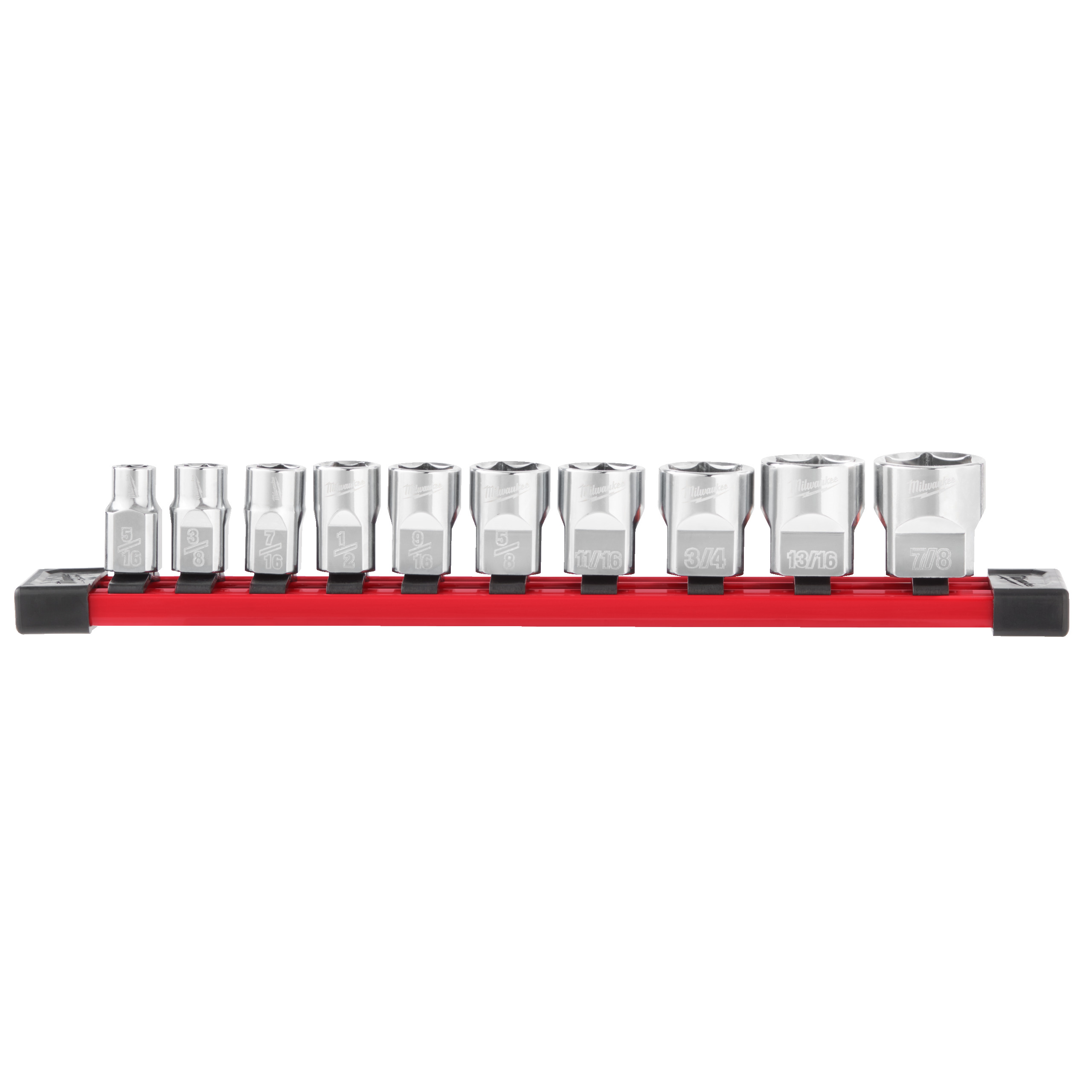 Juego de 10 vasos cortos de ⅜″ - SAE 3/8" Drive Chrome Socket Sets Milwaukee