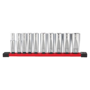 Juego de 10 vasos largos de ⅜″ - SAE 3/8" Drive Chrome Socket Sets Milwaukee