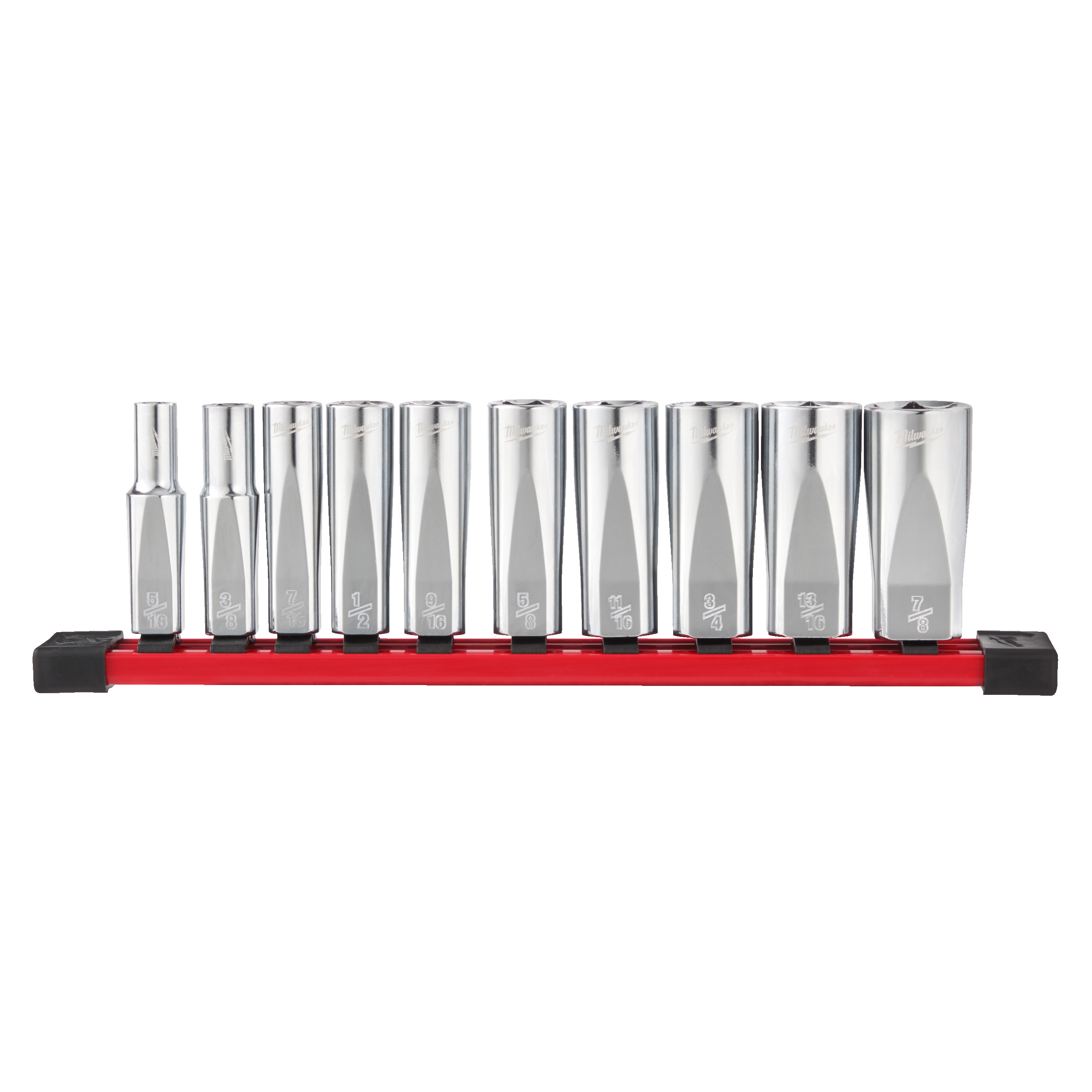 Juego de 10 vasos largos de ⅜″ - SAE 3/8" Drive Chrome Socket Sets Milwaukee