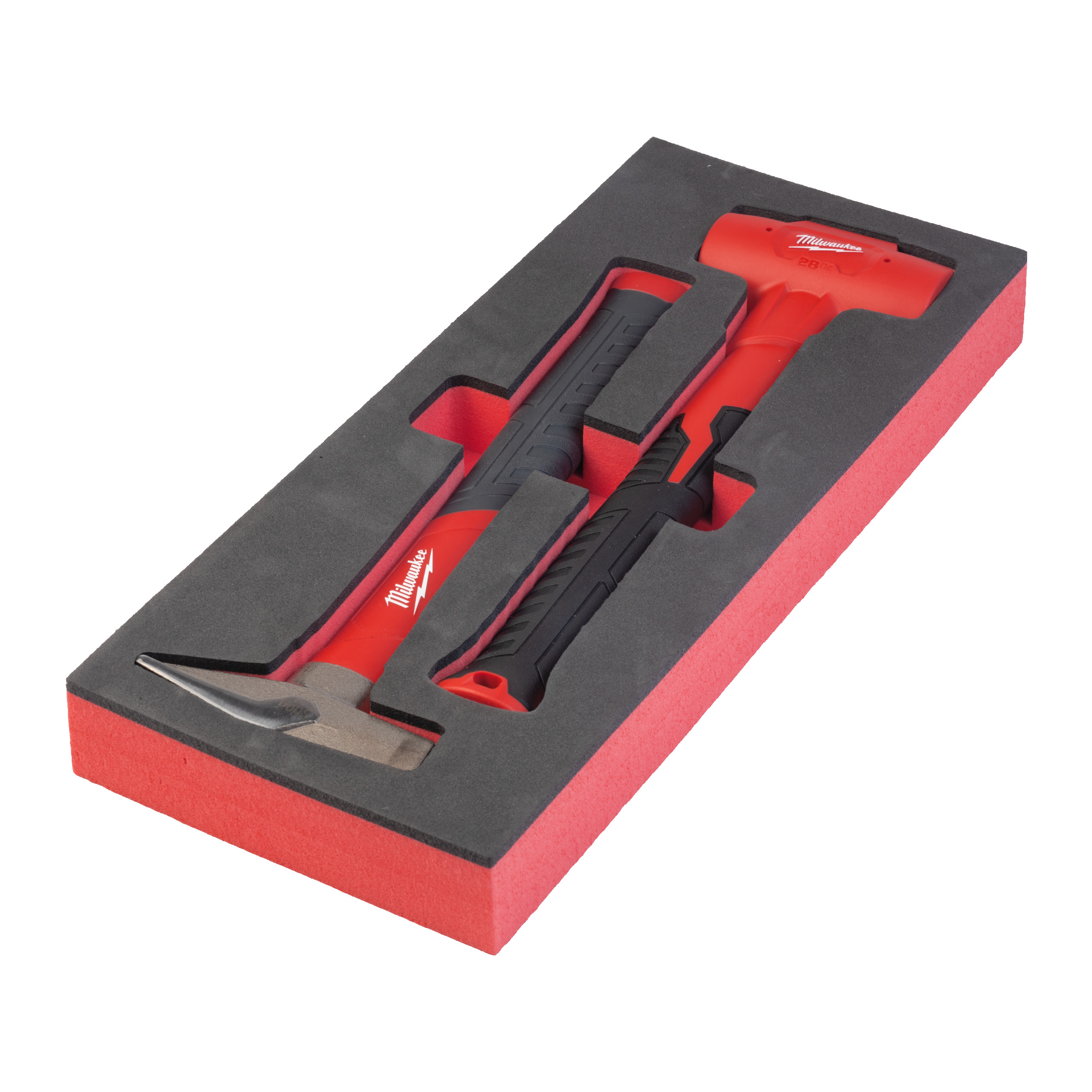 1/3 espuma con 2 martillos alemán y antirrebote Hammer Set Foam Insert Milwaukee - Imagen 2