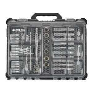Juego de 63 piezas con vasos y carraca de 1/4" y 1/2" en organizador Slim compacto PACKOUT™...