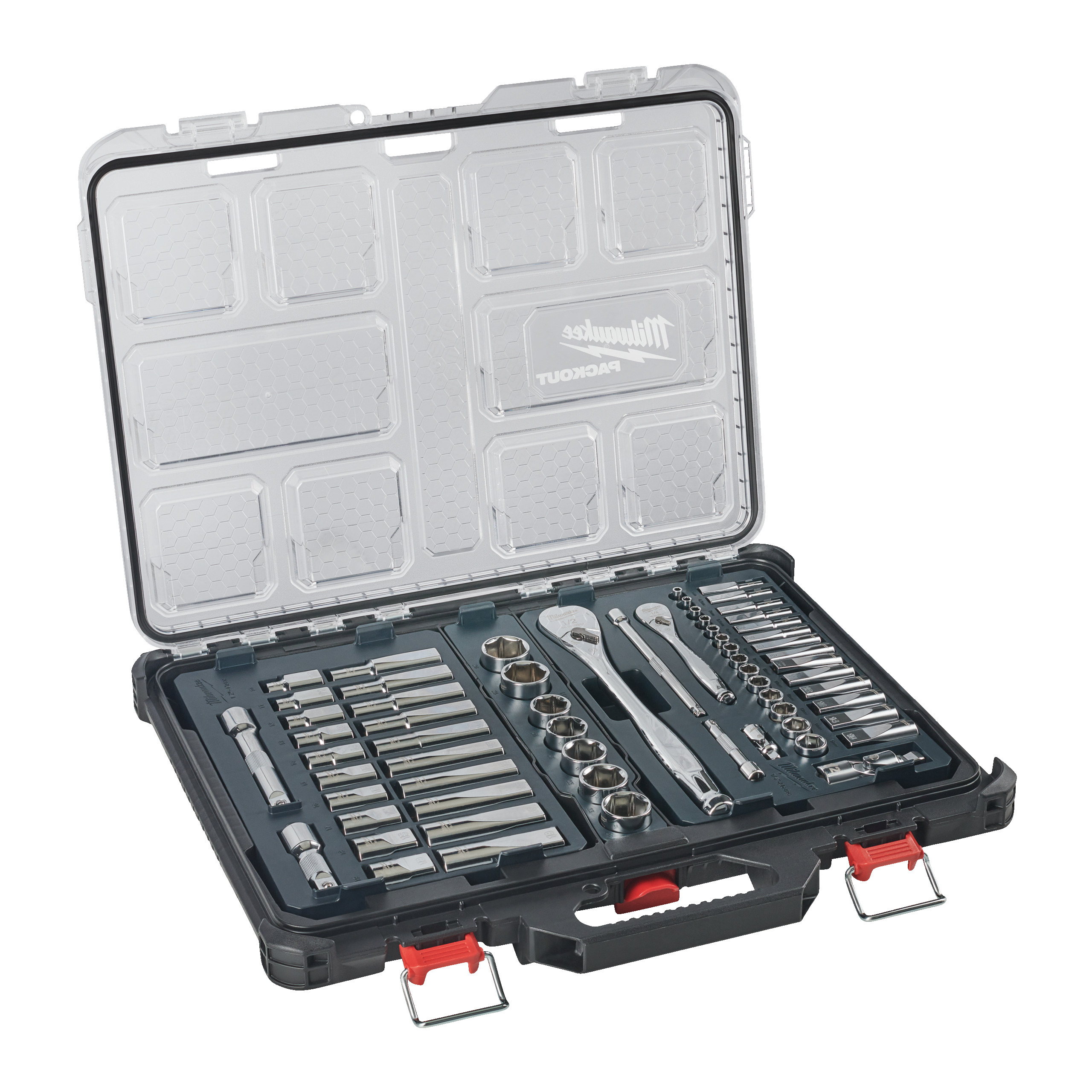 Juego de 63 piezas con vasos y carraca de 1/4" y 1/2" en organizador Slim compacto PACKOUT™... - Imagen 3