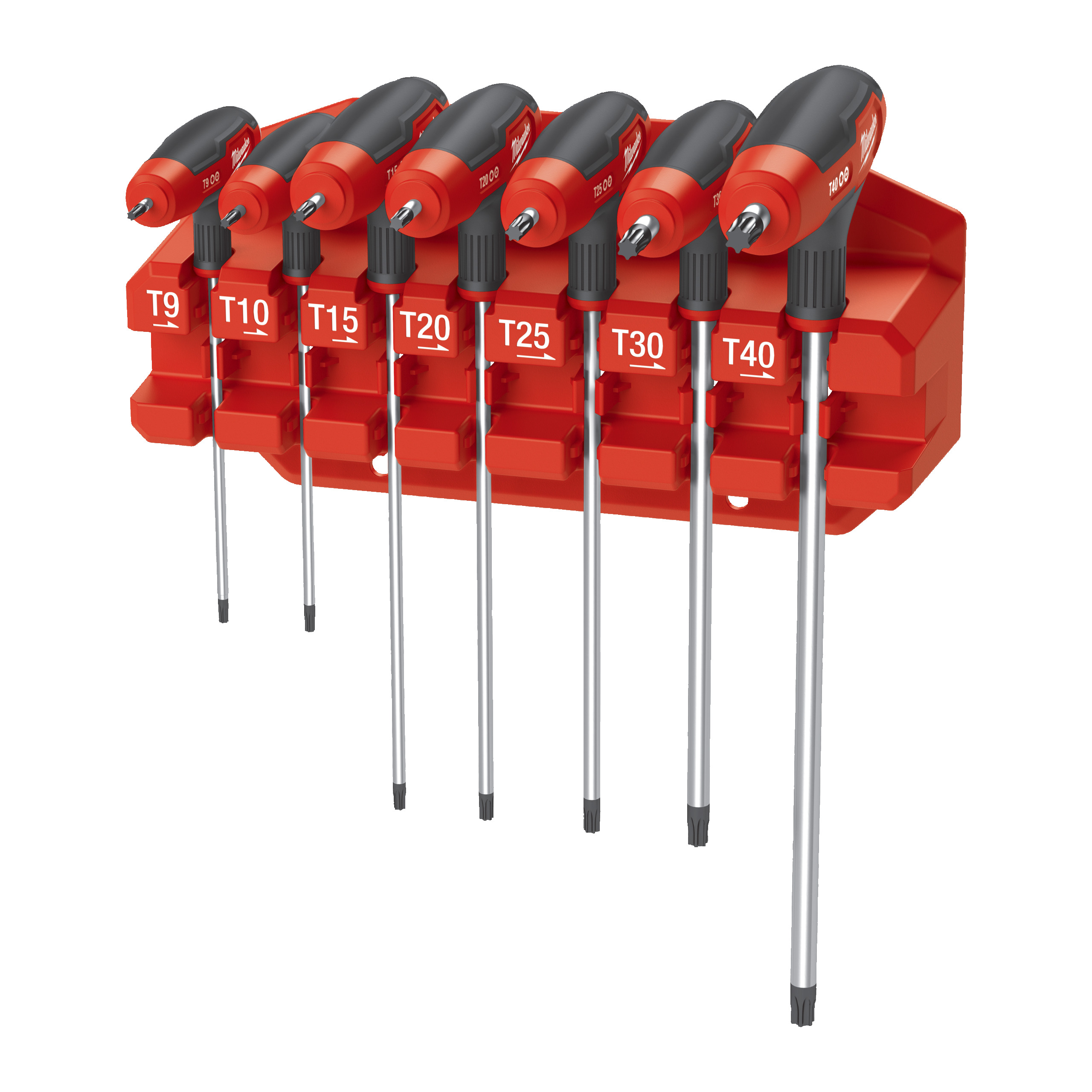 Juego de 7 llaves en T macho con mango Torx, en base de transporte Milwaukee - Imagen 2