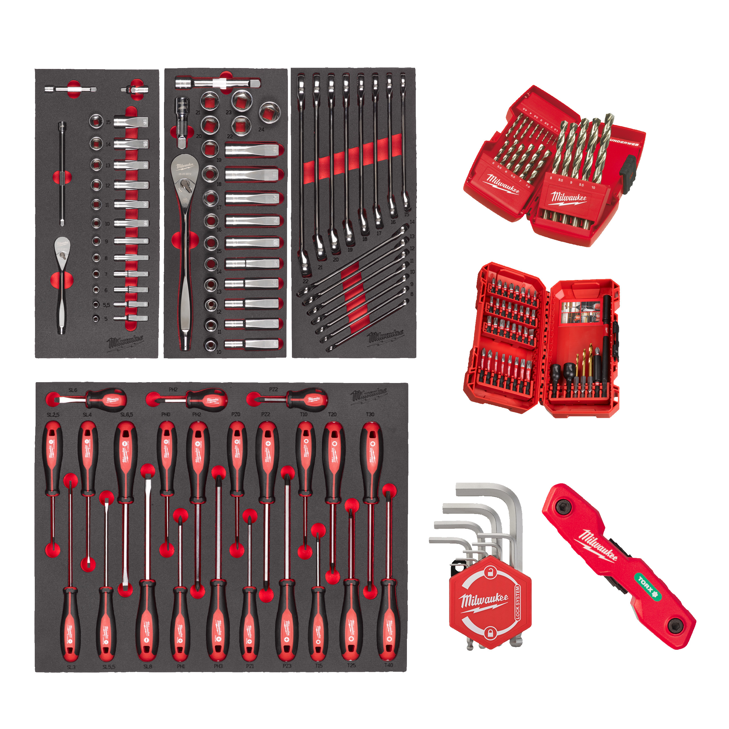 Conjunto universal de espumas 170pcs Master Foam Insert Set Universal Milwaukee