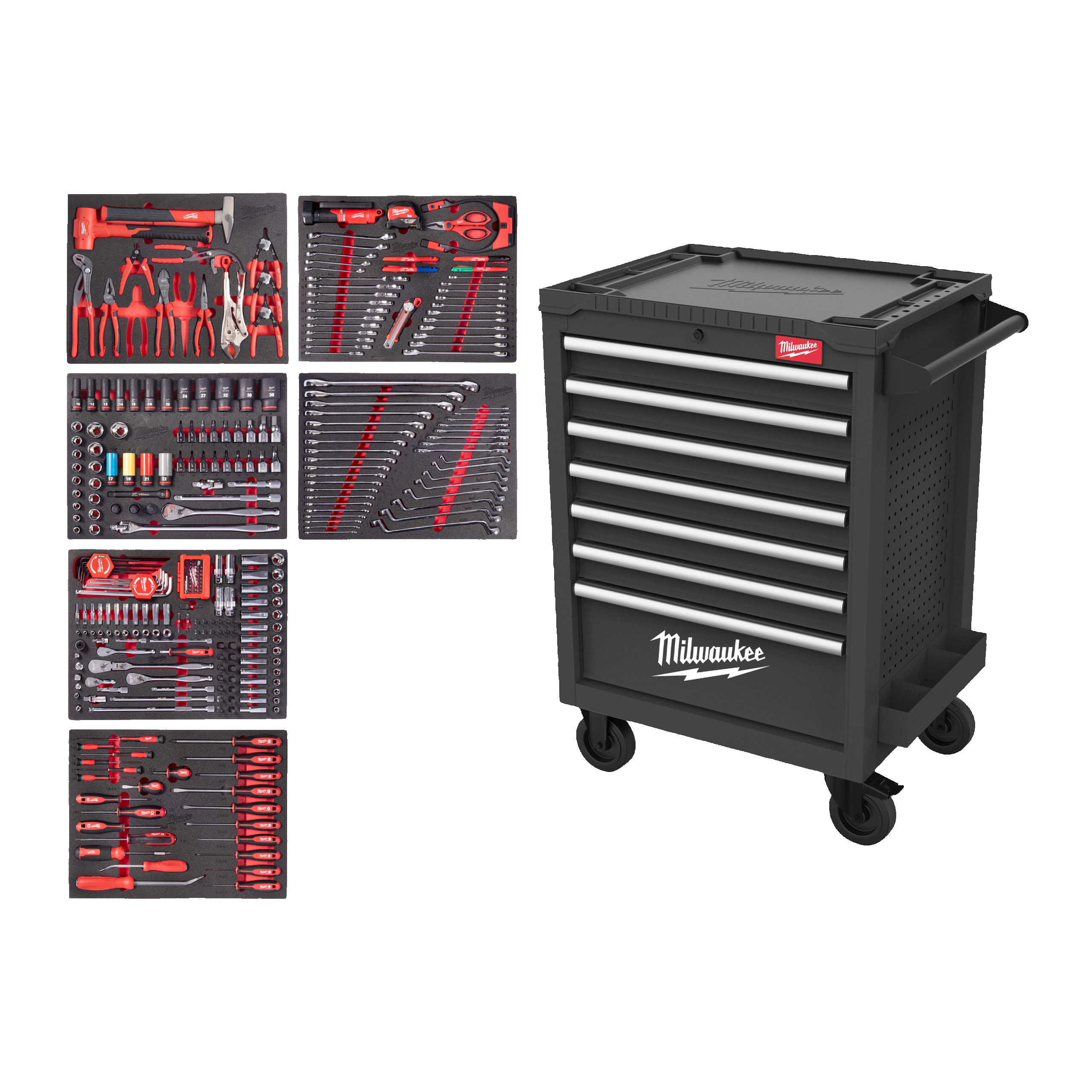 Carro de herramientas TOOLGUARD™ de 69cm - gris con herramienta Milwaukee