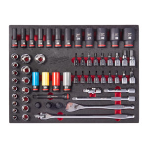 Conjunto 60cs para mecánica 60 pc 1/2'' Ratchet and Impact Socket Set Foam Insert Milwaukee