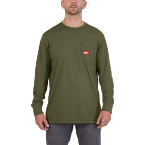 Camiseta de trabajo de manga larga verde, M WT LS Milwaukee