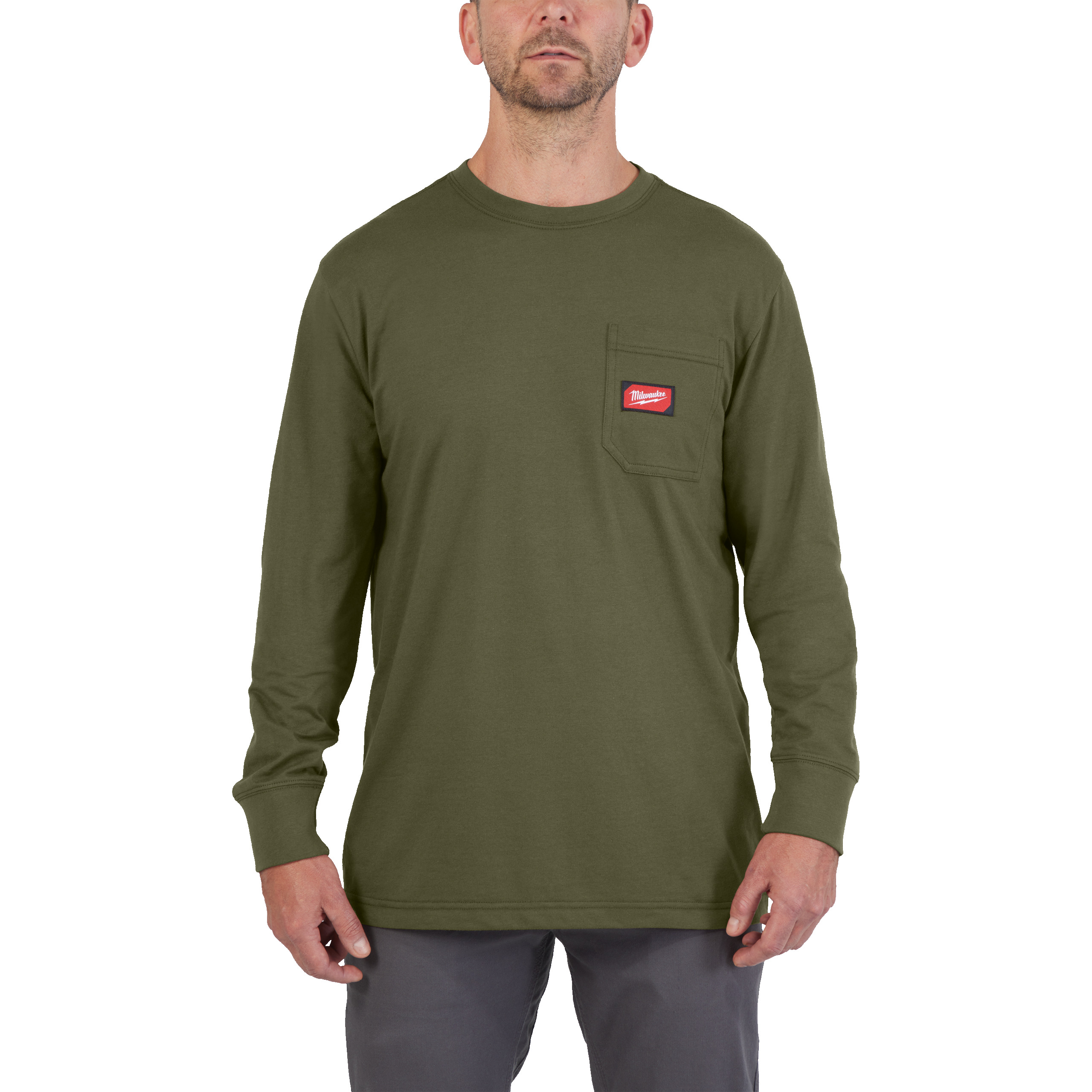 Camiseta de trabajo de manga larga verde, S WT LS Milwaukee