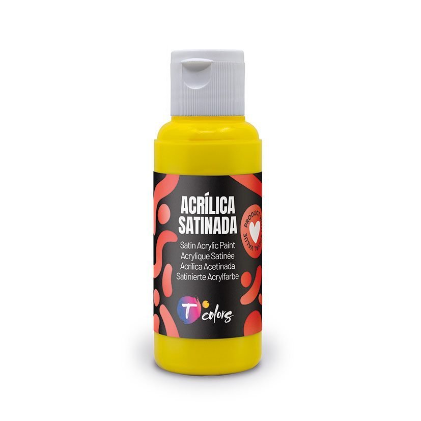 Pintura acrílica TCOLORS satinada 80 ml Color Amarillo