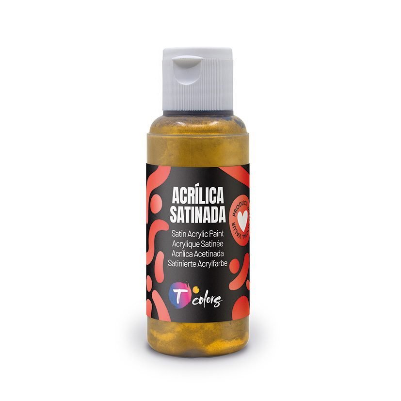 Pintura acrílica TCOLORS satinada 80 ml Color Oro