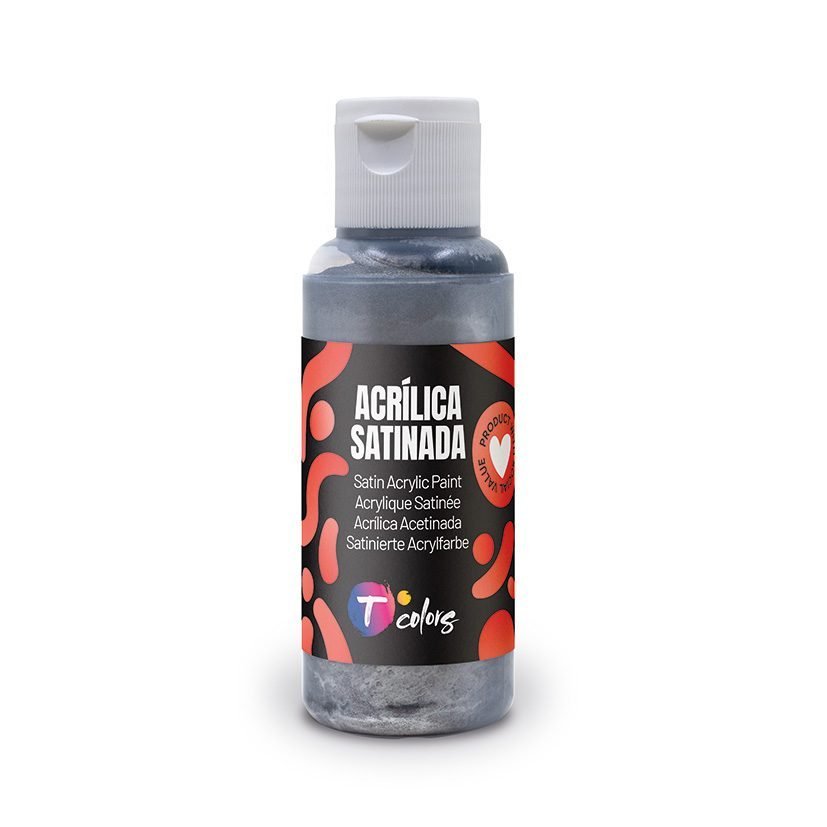 Pintura acrílica TCOLORS satinada 80 ml Color Plata