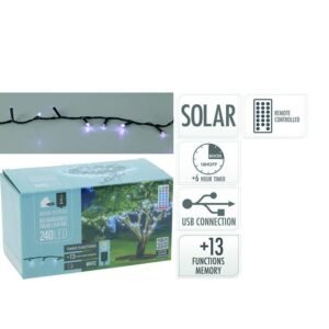 Guirnalda solar LED 240 luces 10m Tono luz Blanco