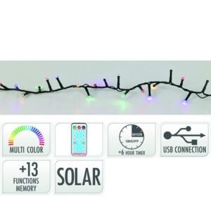 Guirnalda solar LED 240 luces 10m Tono luz Multicolor