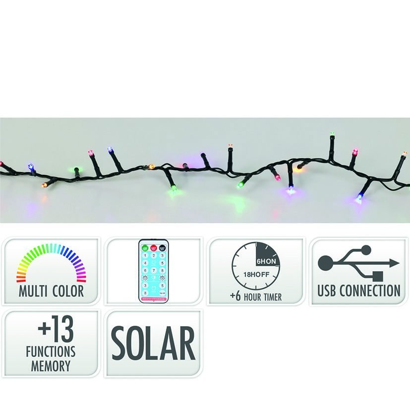 Guirnalda solar LED 240 luces 10m Tono luz Multicolor