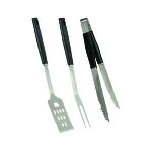 Accesorios barbacoa inoxidable y negro juego 3 unidades