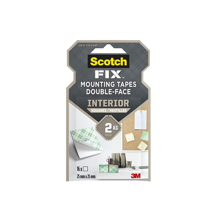 Cinta doble cara interior 16 cuadrados 25x25mm 3M 7100263584 (Envase completo)