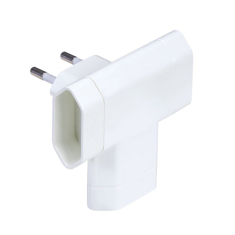 Adaptador enchufe triple SIMON lateral plano Color Blanco