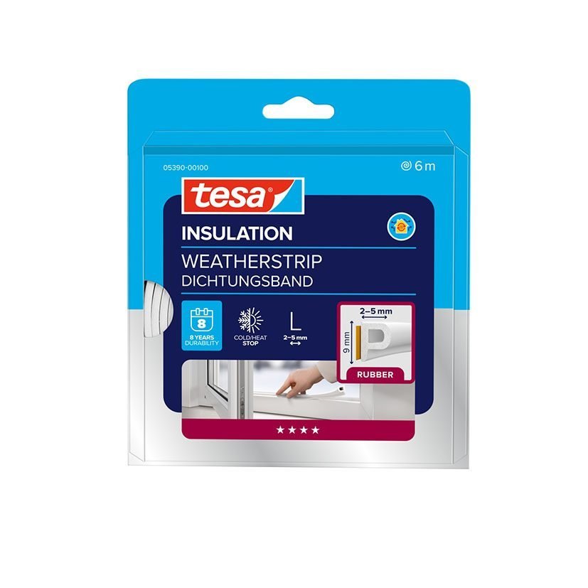 Burlete caucho TESA Tesamoll® 6m x 9mm Perfil "P". Blanco