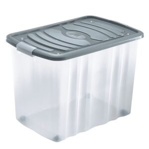 Caja ordenación HABITEX tapa gris ruedas Capacidad 65 l
