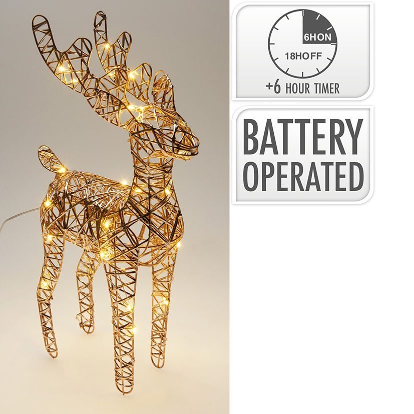 Reno Navideño oro chamán LED 37 cm