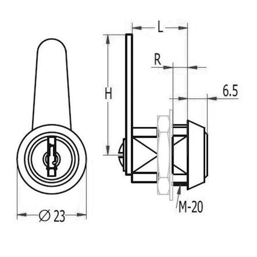 CERR Buzón 135 LENG CURVA C-35-10 18,5 Mm Aga 18,5 MM cerradura - Imagen 3