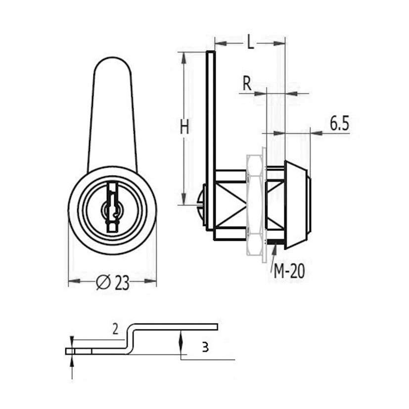 CERR Buzón 135 LENG CURVA C-35-03 18,5 Mm Aga 18,5 MM cerradura - Imagen 3
