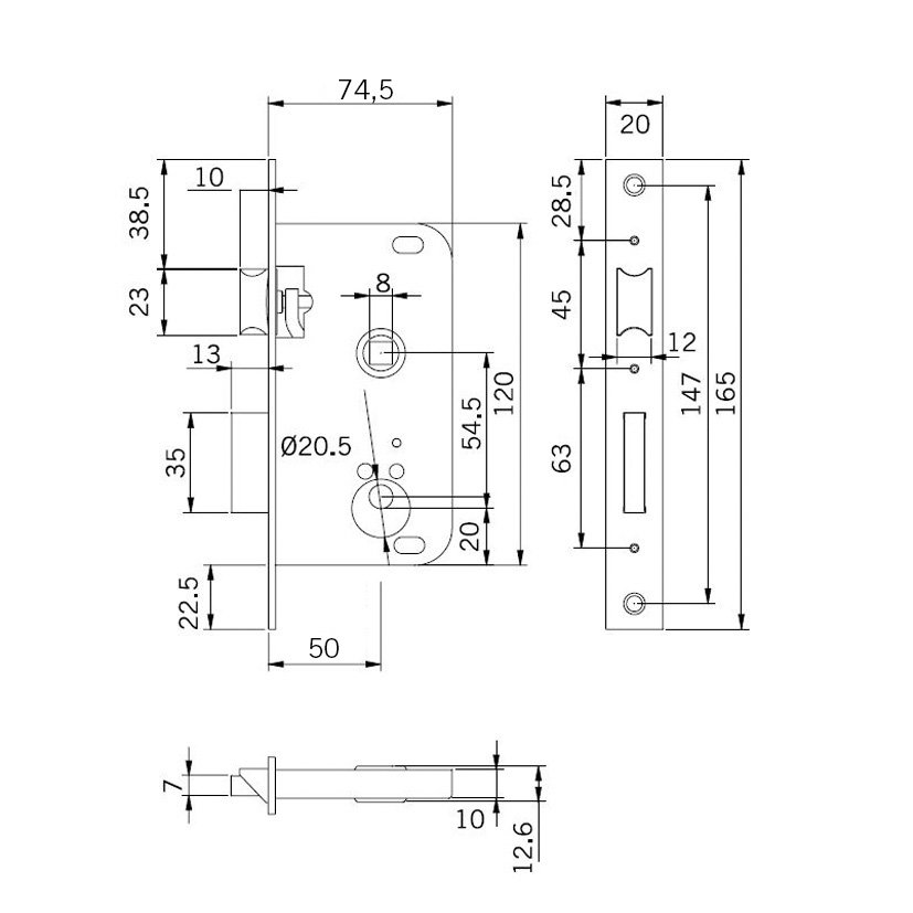 Cerradura EMBUT Nº2000 65X50 TESA Tesaassaabloy 5 Mm Laton latón - Imagen 2