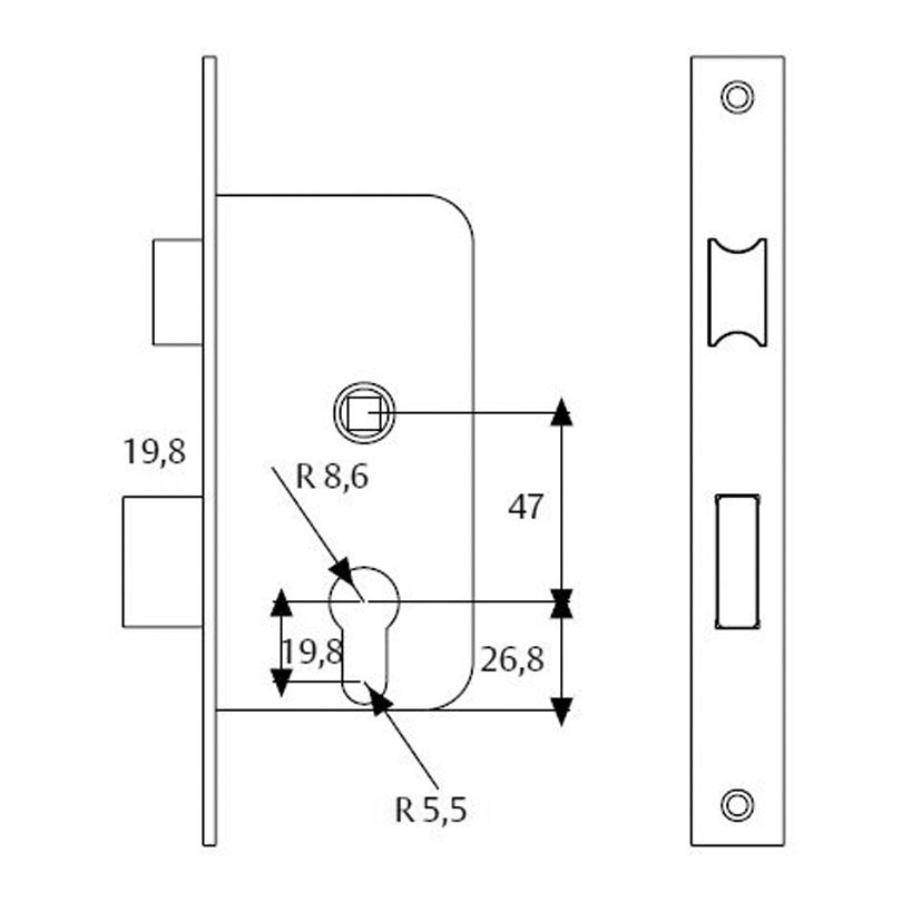 Cerradura EMBUT Nº2010-P 60 HL TESA Tesaassaabloy 87 Mm 60 Mm Laton latón - Imagen 2
