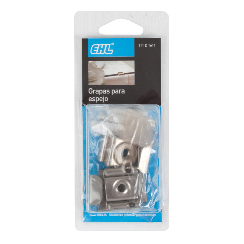 JUEGO Grapas Espejo C/muelle INOX EHL soport estant - Imagen 2
