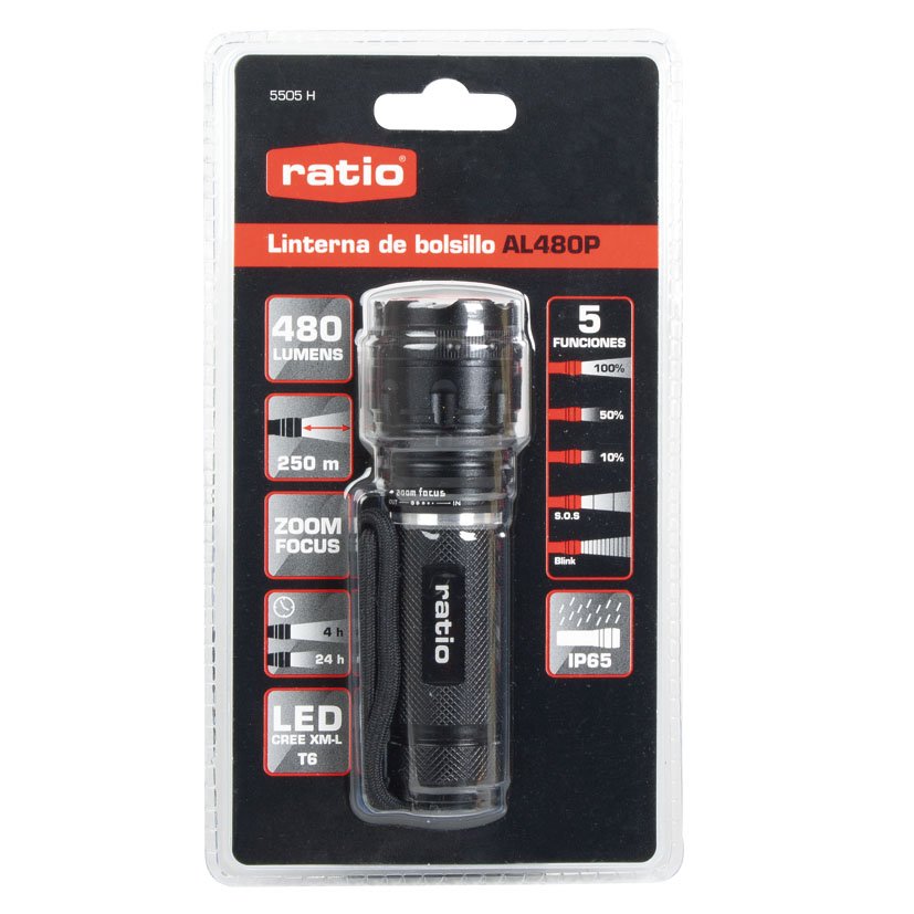Linterna LED CREE XM-LT6, 480 Lumens RAT RATIO 36X116 250 M - Imagen 2
