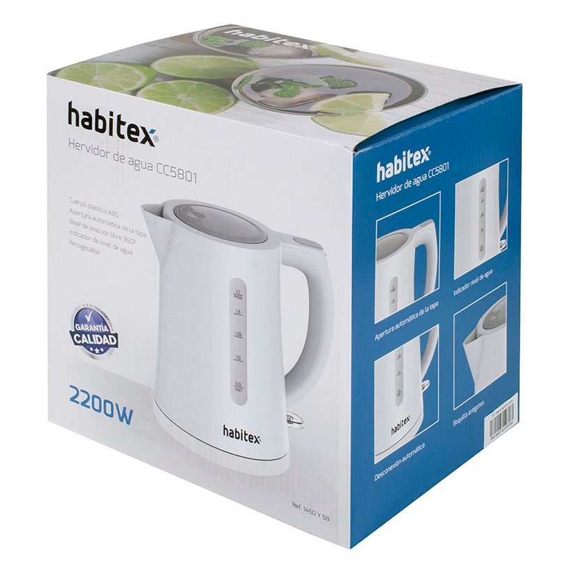 Hervidor CC5801 1,7 L Blanco Habitex cafetera 200 W - Imagen 3