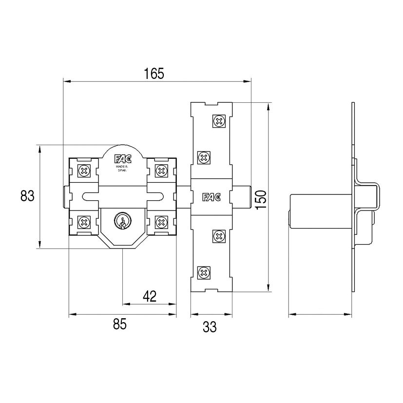 Cerrojo 301-L/80 Níquel FAC 301 L puerta de madera - Imagen 2