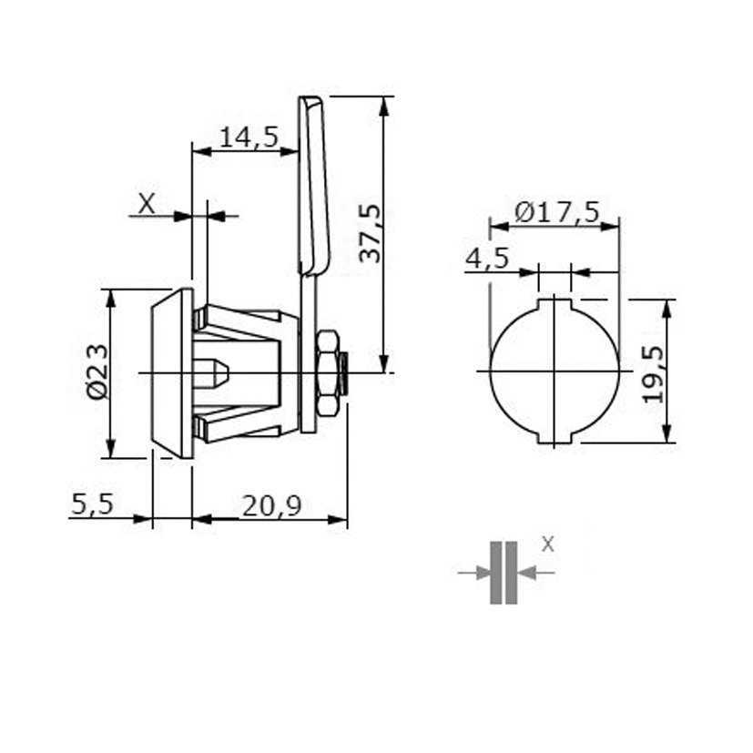Cerradura Buzón Presión LENG RECTA EHL - Imagen 2