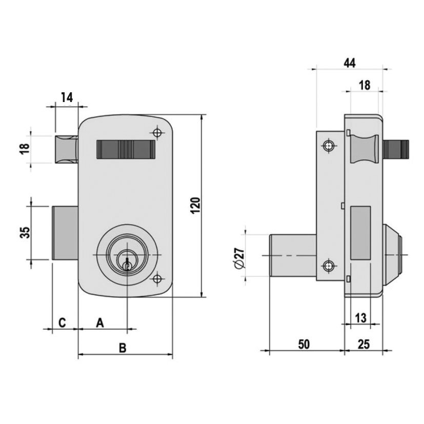 Cerradura Sobreponer 5056A 60 MM/D LINCE 60 MM - Imagen 2