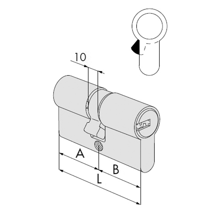 Cilindro Seguridad 30X30 MM Latón CISA 60 Mm - Imagen 2