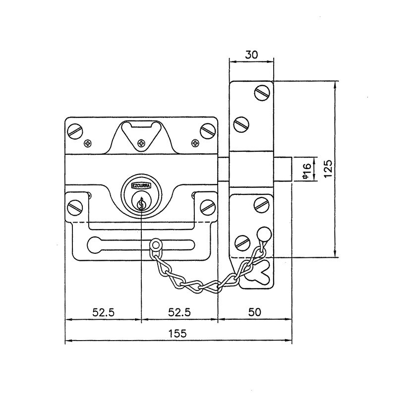 Cerrojo 550 Esmalt DOBL CIL +conden +3 LL Ezcurra puerta de madera - Imagen 2