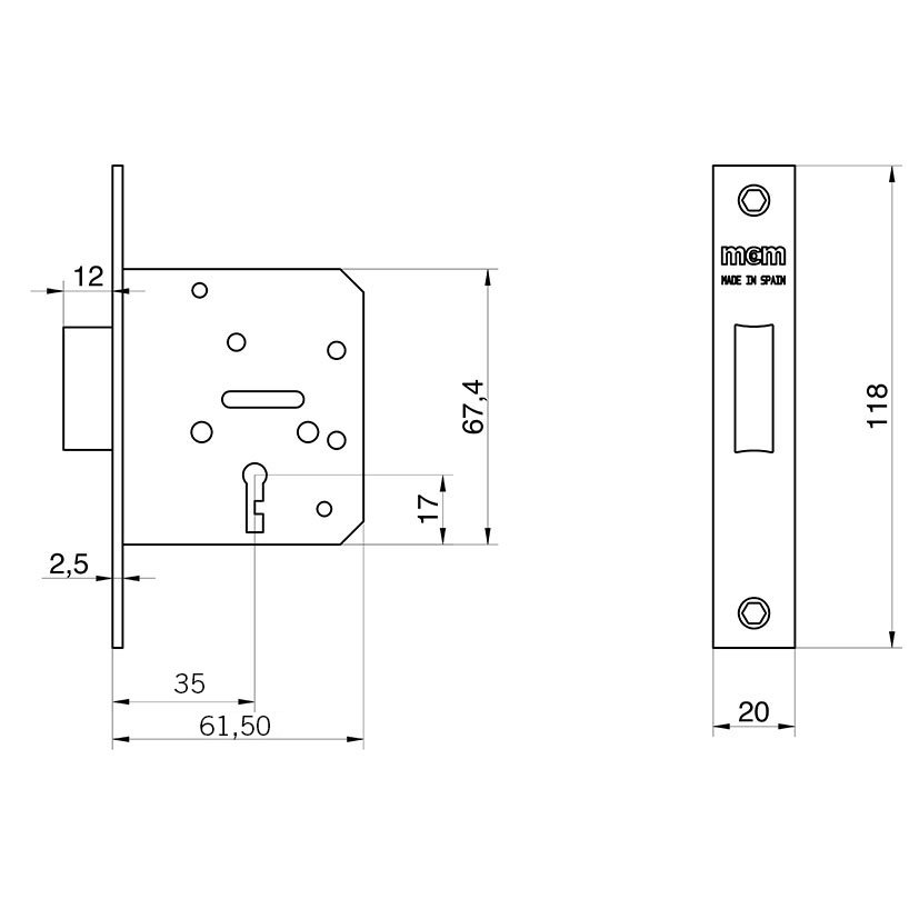 Cerraduras EMBUT Nº1513/2 63X35 MCM - Imagen 2