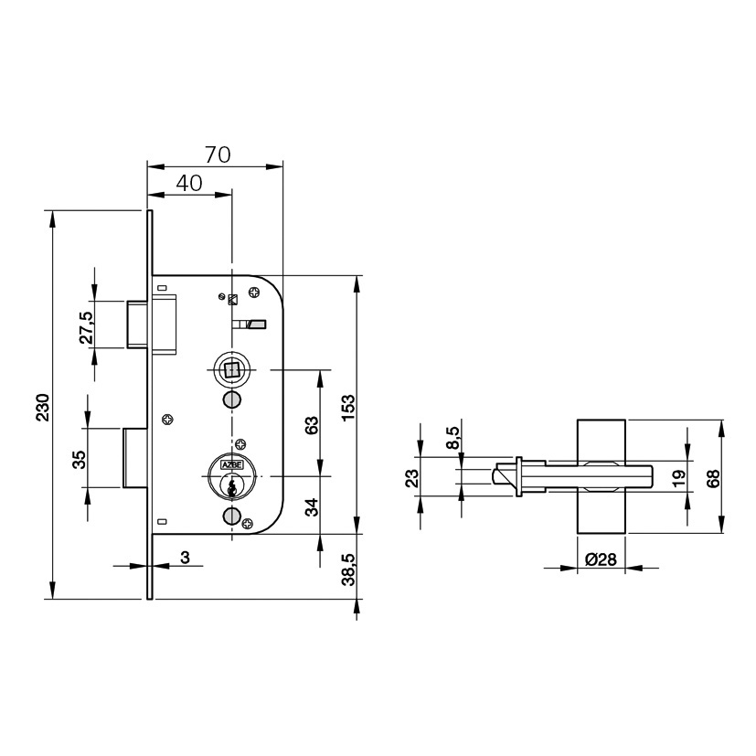 Cerradura Embutir Nº45/70 HL YALE 70 Mm 40 Mm - Imagen 2