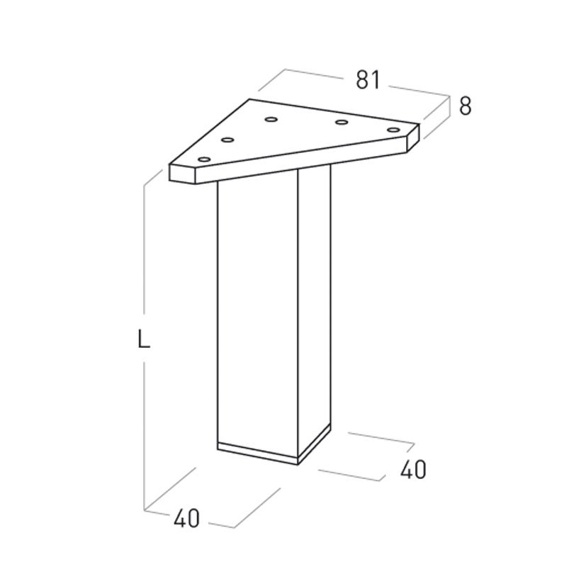 PATA CUADR ABS 40XH60 MM ALUMI MATE Nesu 40X60 Mm fija regulabl aluminio - Imagen 2